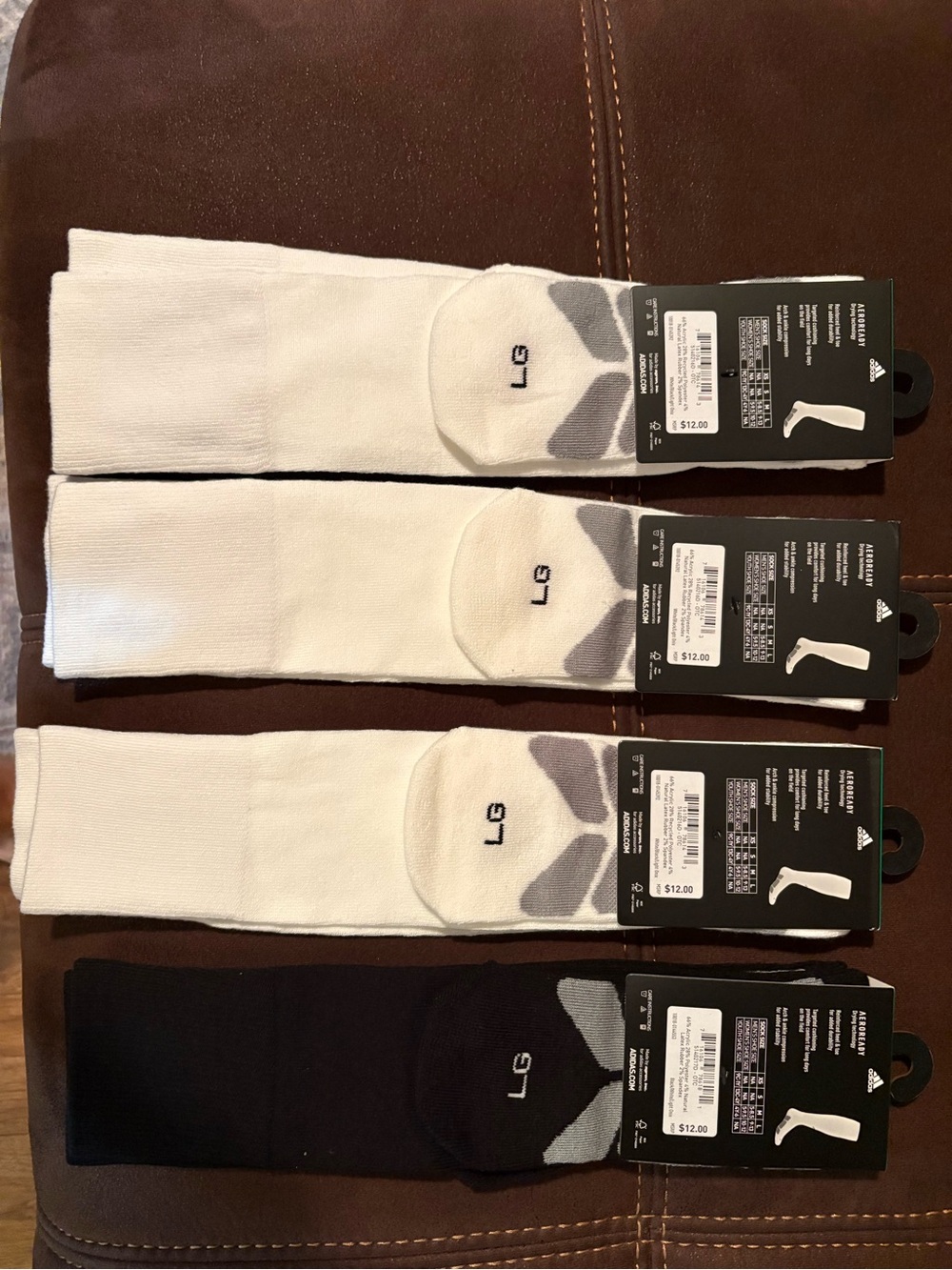 adidas Men’s Athletic Crew Socks - White and Black with Gray Accents - 4 Pack